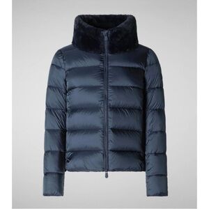 Save the Duck Mei Puffer Jacket – Night Blue – XS – NWT Faux Fur Collar